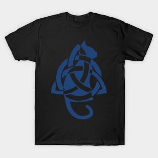 Blue Celtic Triquetra Cat East Silhouette T-Shirt
